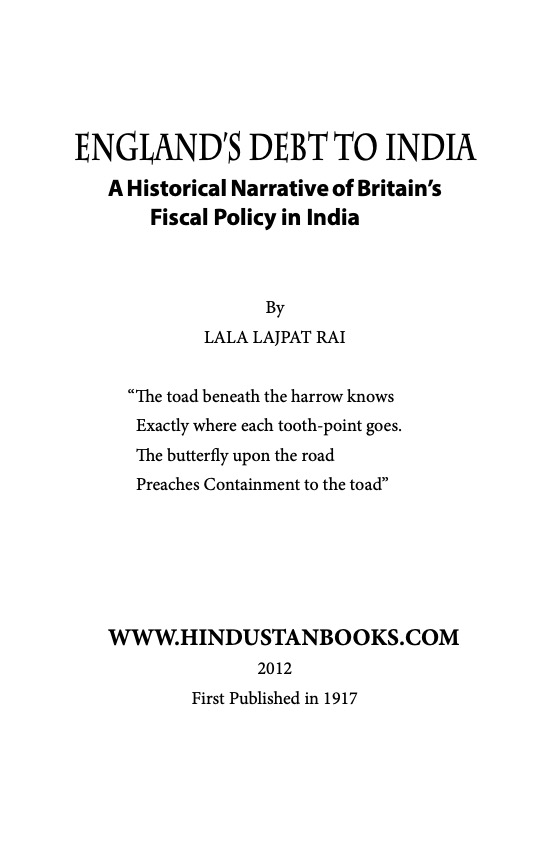 ENGLAND'S DEBT TO INDIA
