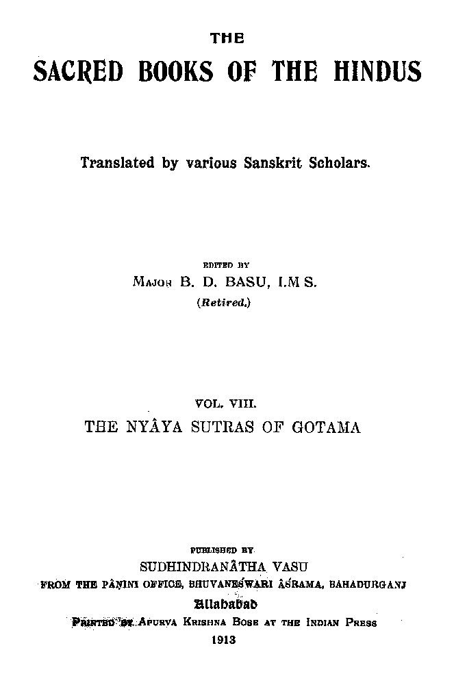 THE NYAYA SUTRAS OF GOTAMA