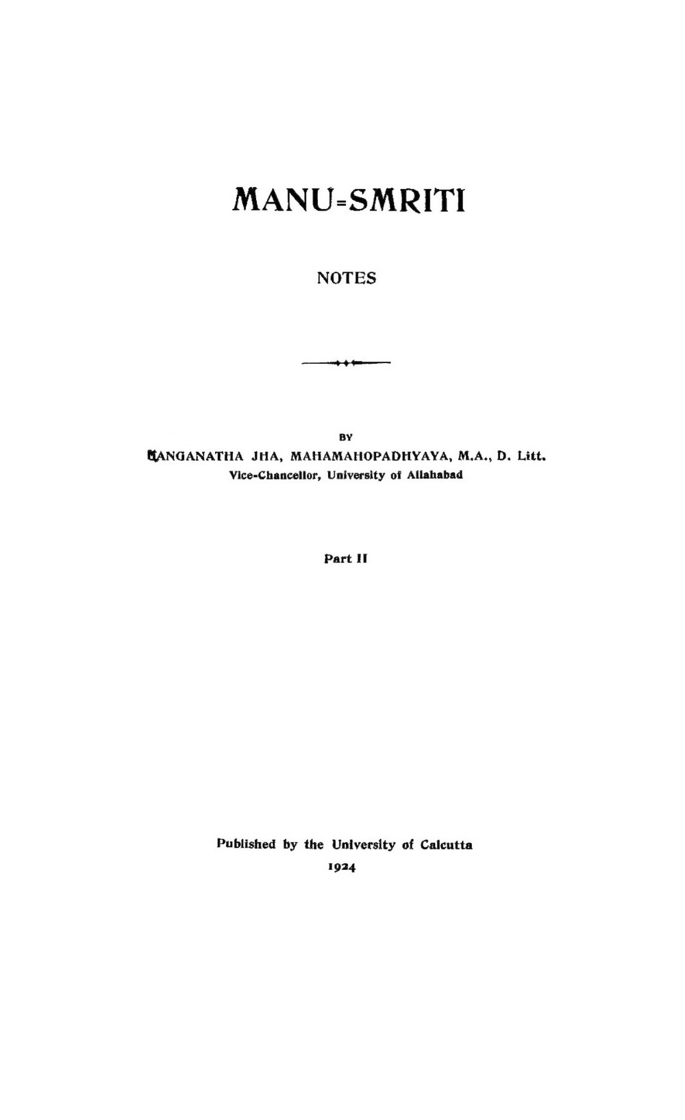 Manu Smriti — Notes (Part II)