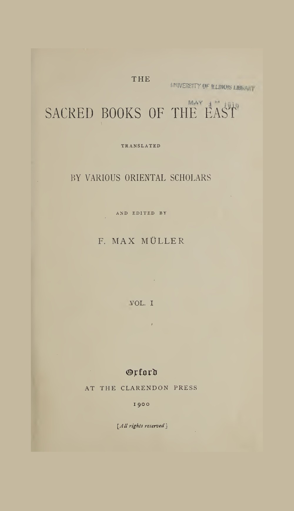 The Sacred Books of the East — Vol. I (The Upanishads)