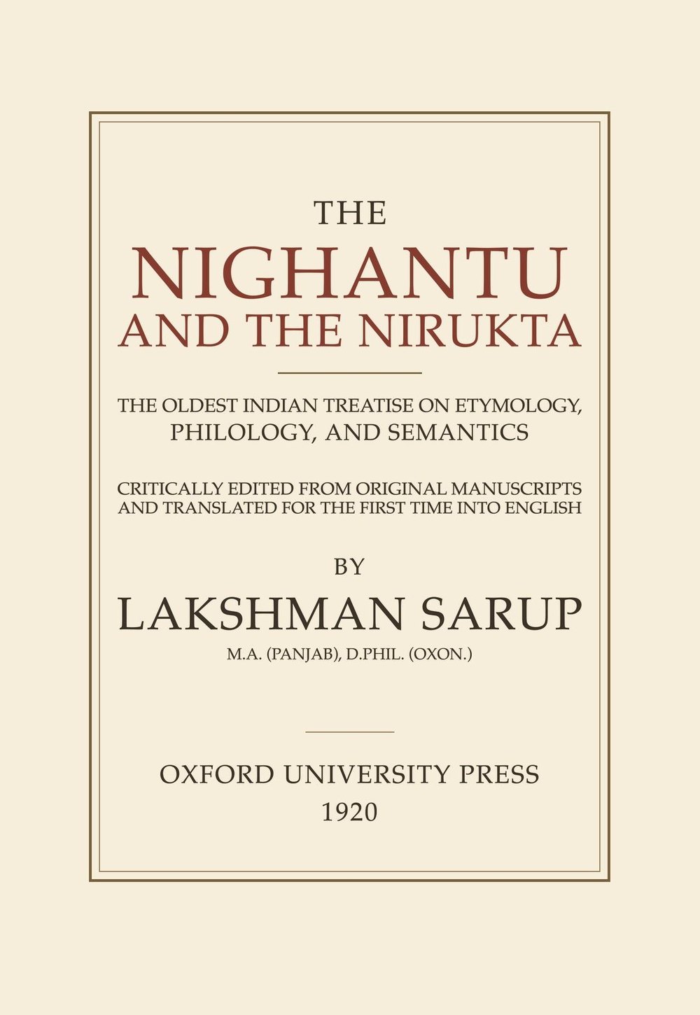 The Nighantu and the Nirukta