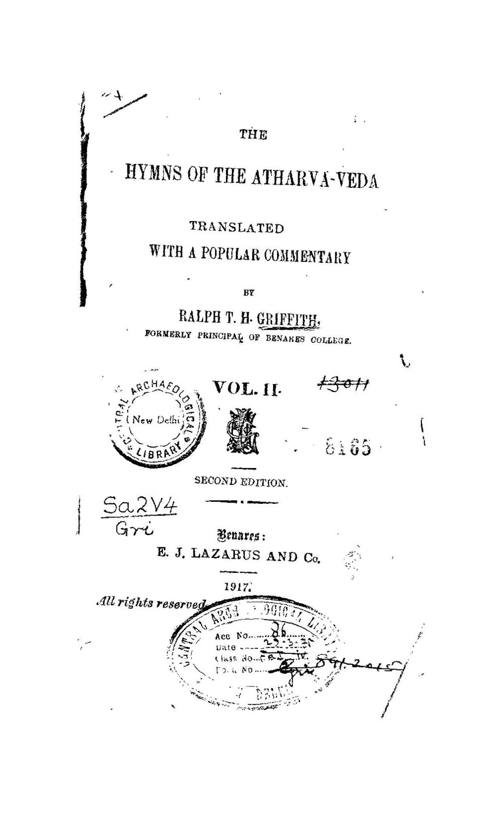The Hymns of the Atharvaveda — Volume 2