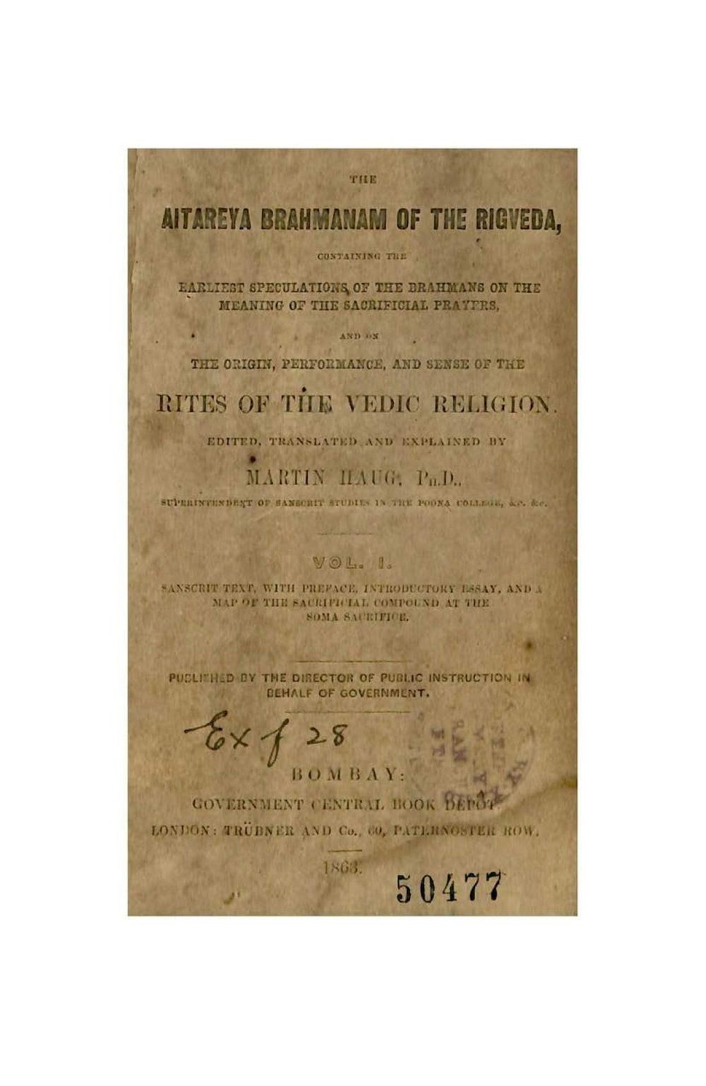 Aitareya Brahmanam of the Rigveda — Volume 1 (Sanskrit Text)