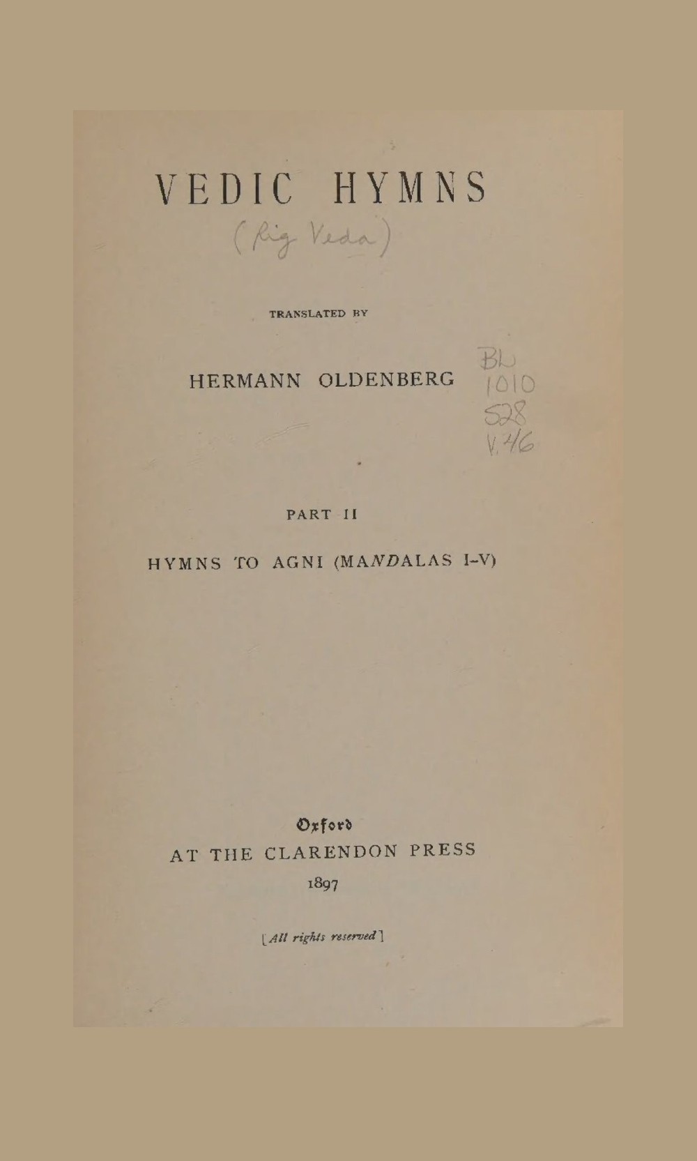 Vedic Hymns — Part II (Sacred Books of the East, Vol. 46)
