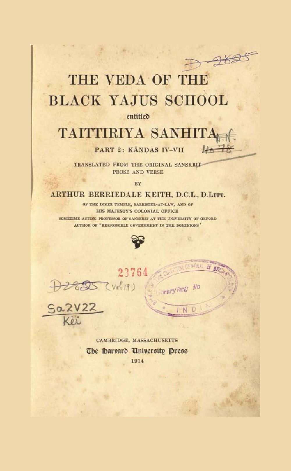 The Veda of the Black Yajus School — Taittiriya Sanhita, Part II (Kandas IV–VII)
