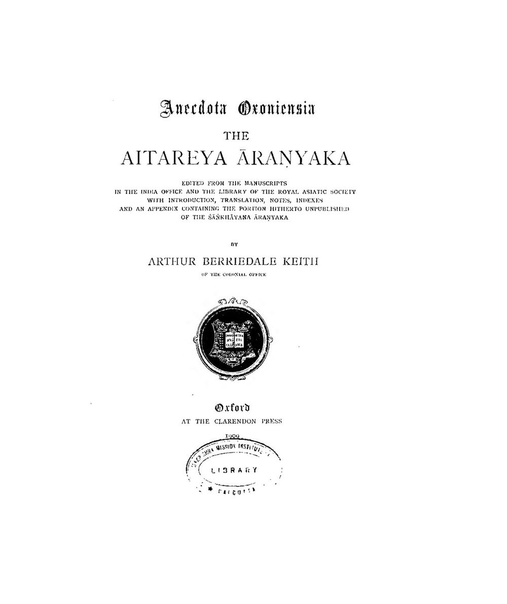 The Aitareya Aranyaka