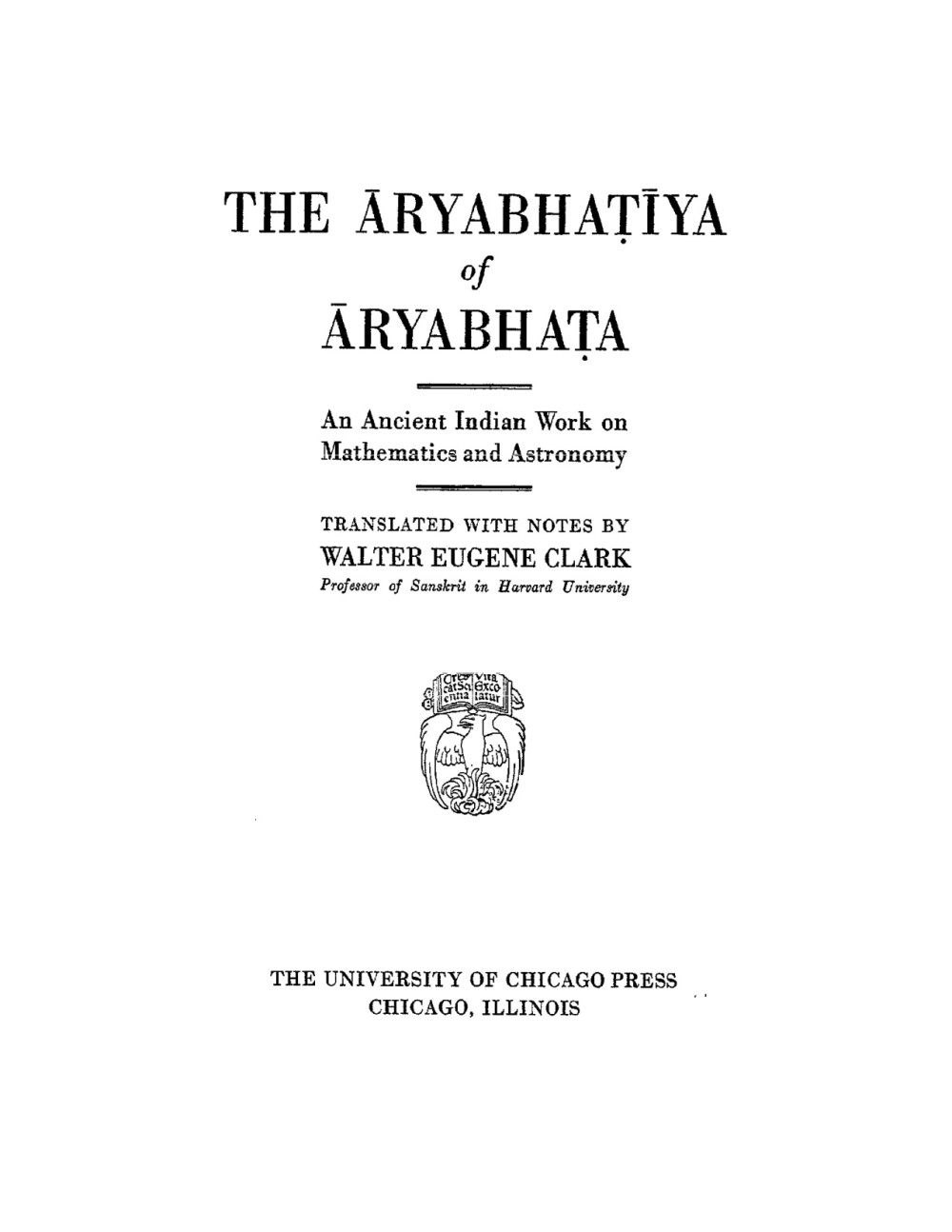 The Aryabhattiya of Aryabhatta (सन् १९३०)