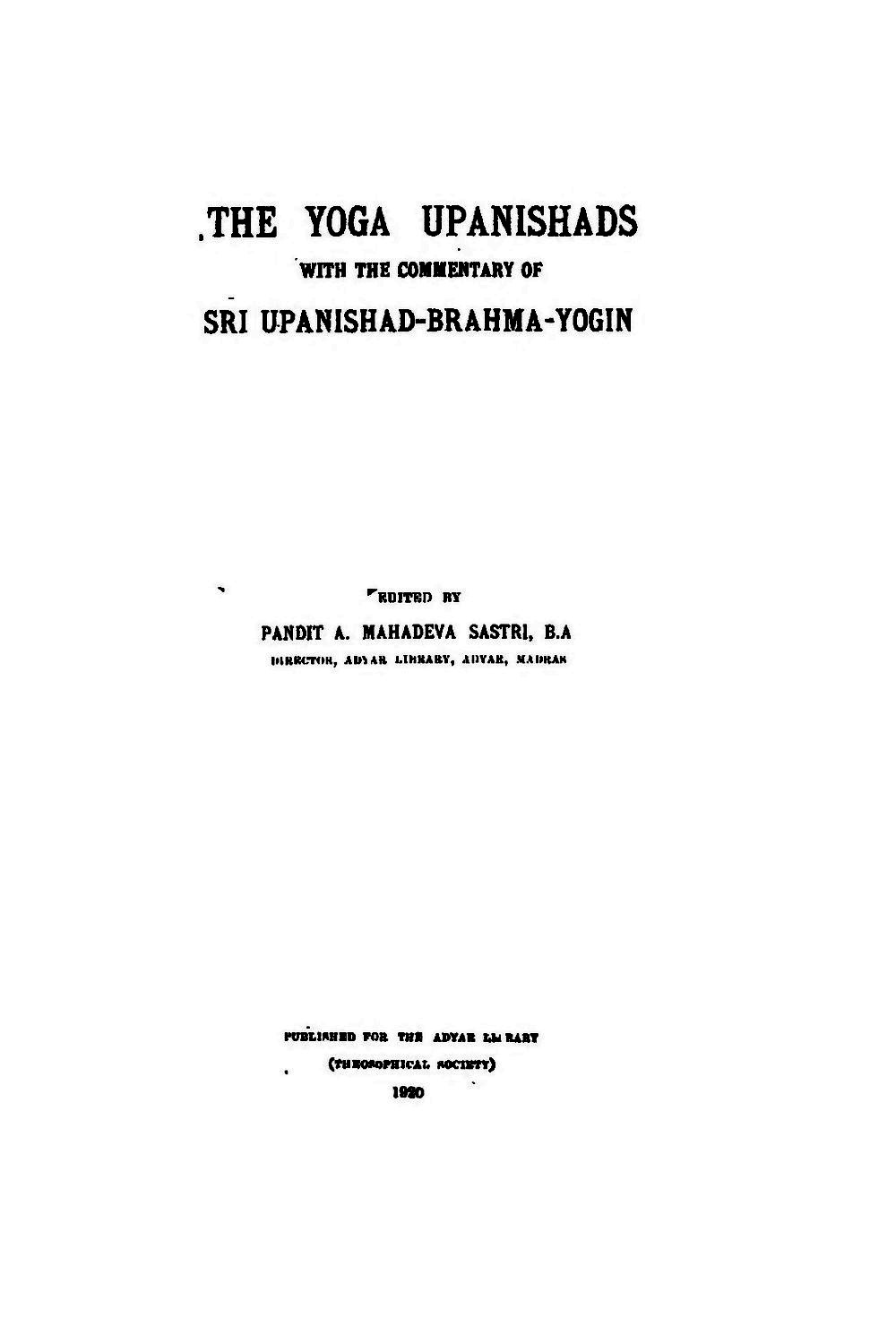 The Yoga Upanishads