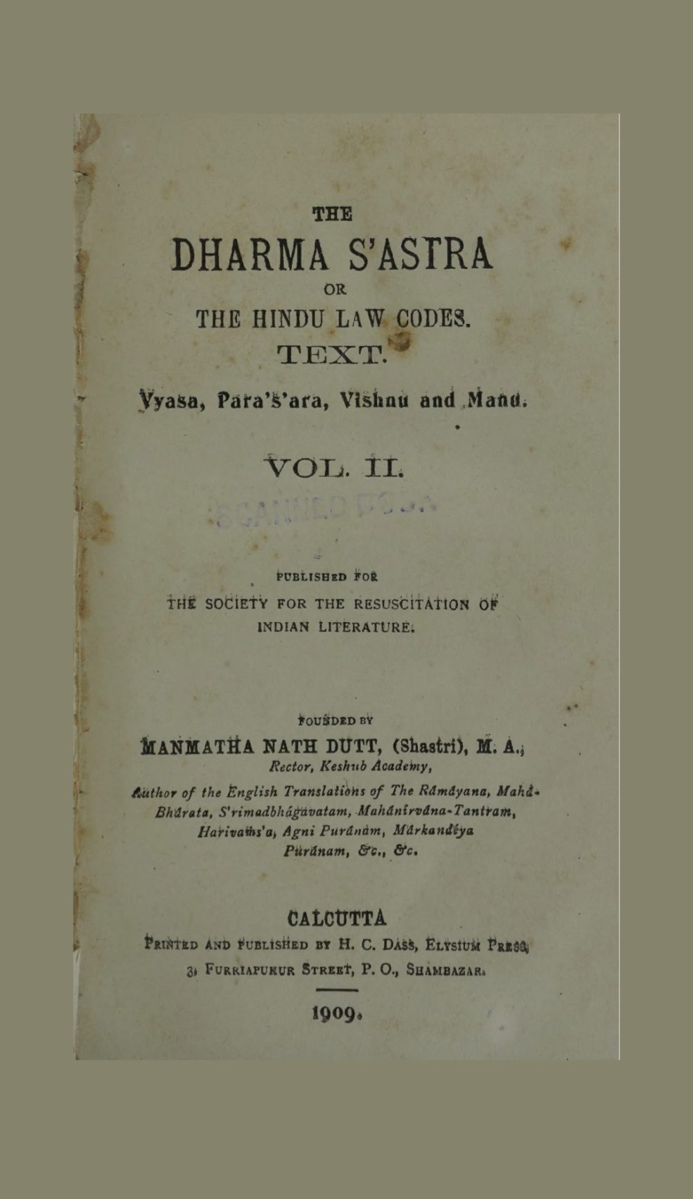 The Dharma Sastra — Vol. II