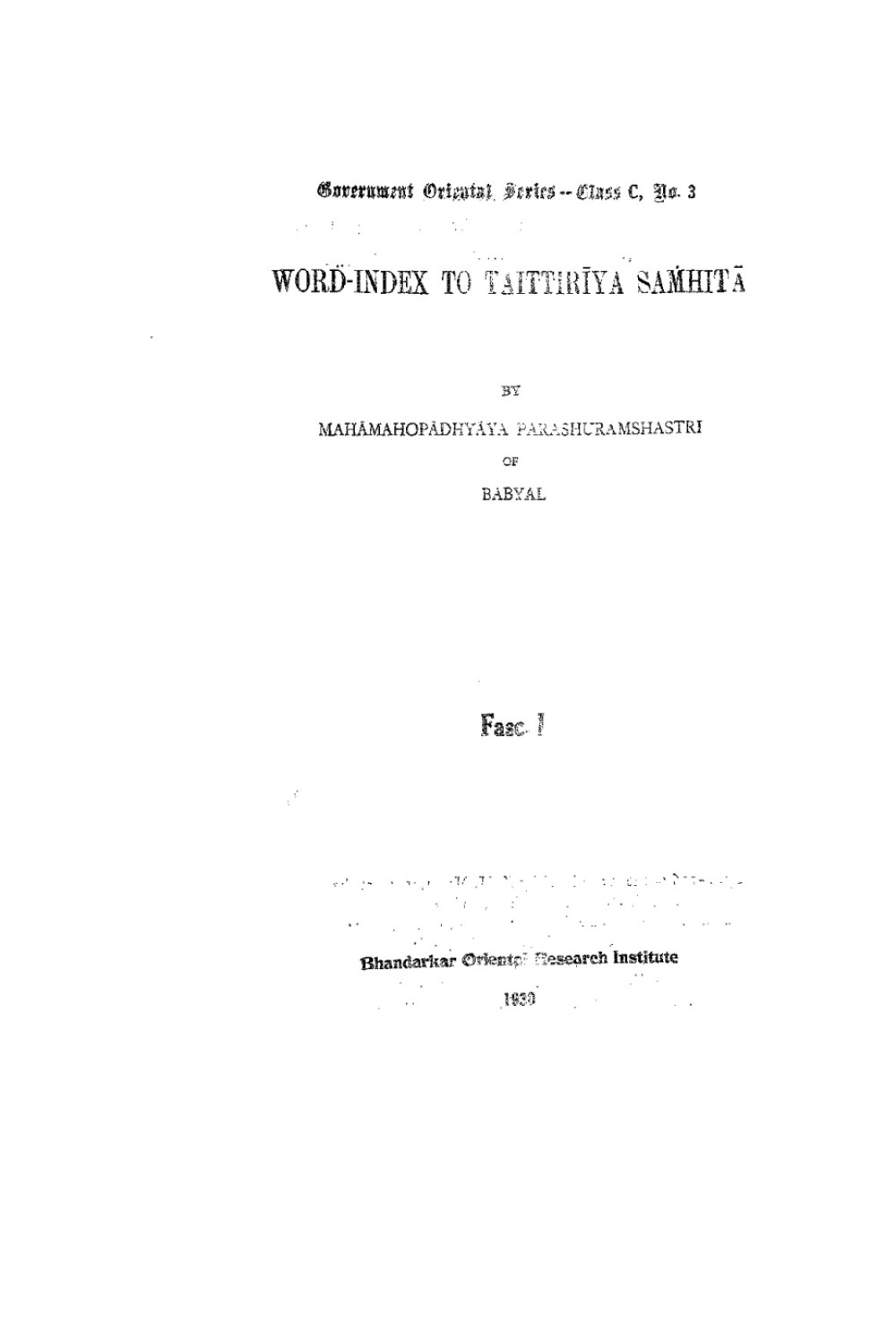 Word Index to the Taittiriya Samhita