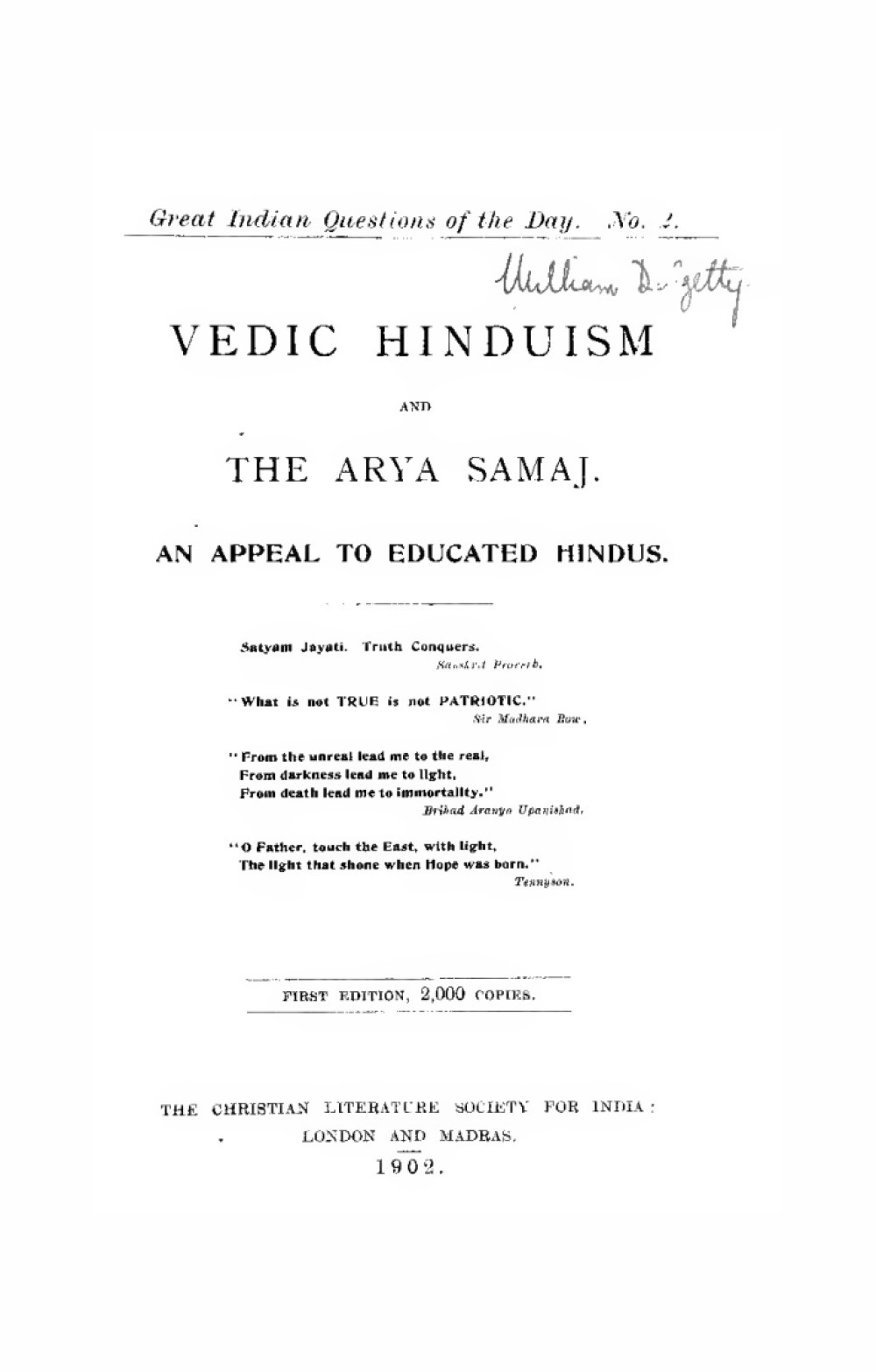 Vedic Hinduism and the Arya Samaj