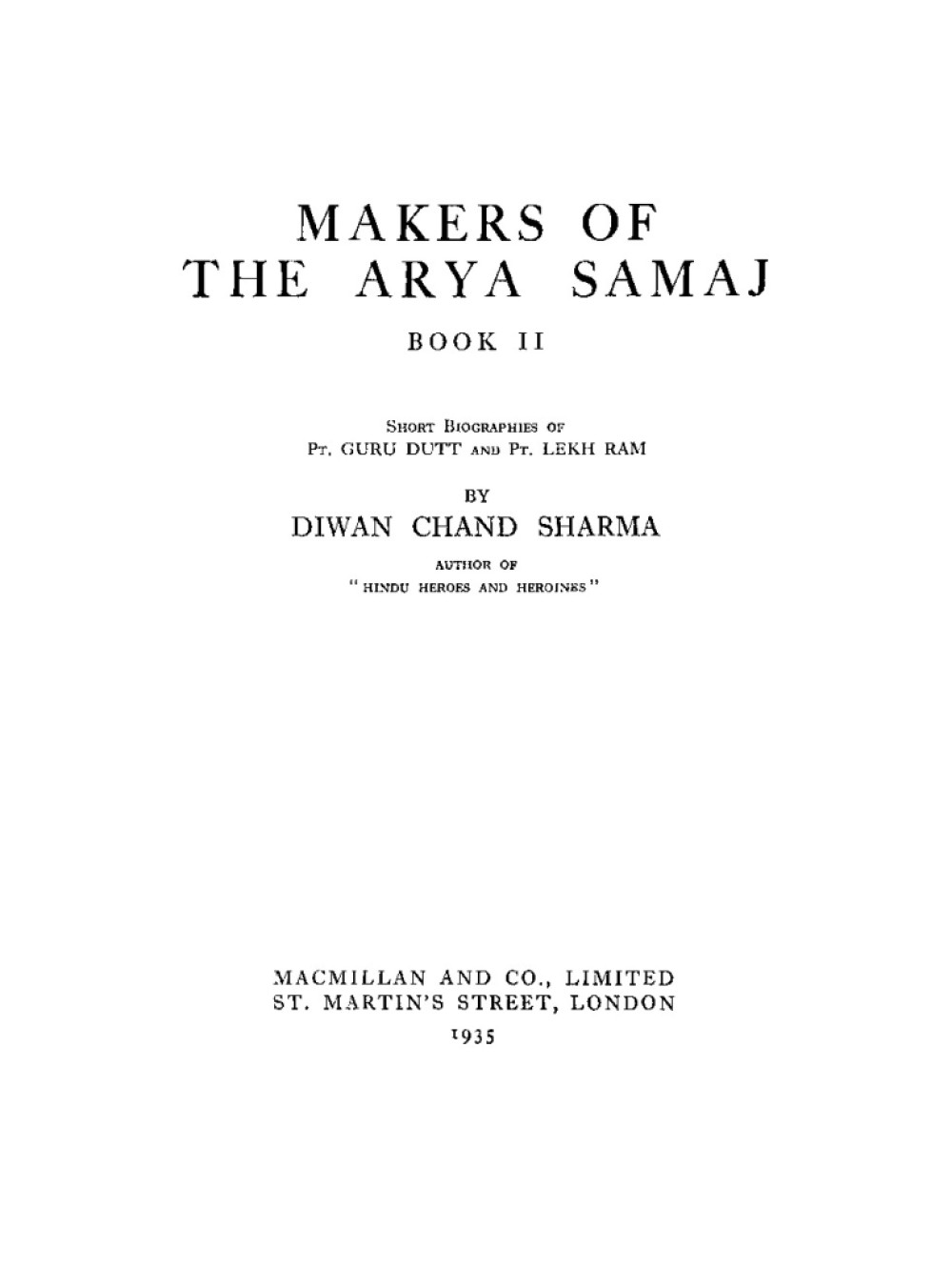 Makers of the Arya Samaj — Vol. II (सन् १९३५)