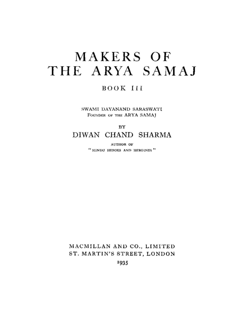 Makers of the Arya Samaj — Vol. III (सन् १९३५)