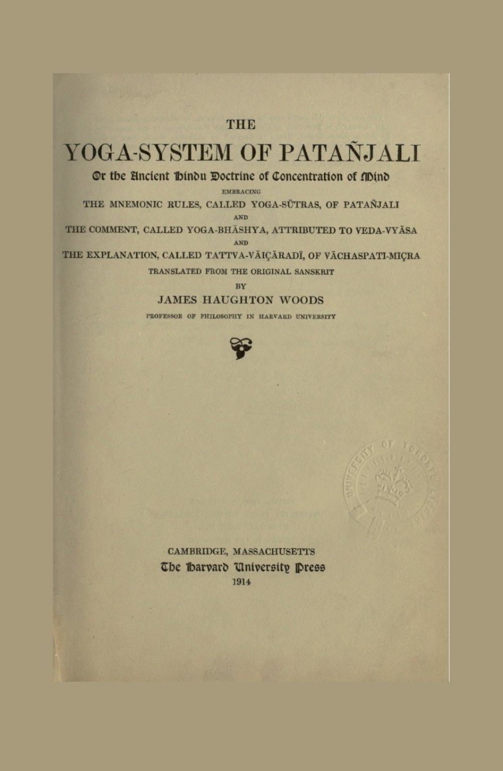 The Yoga-System of Patanjali (सन् १९१४)
