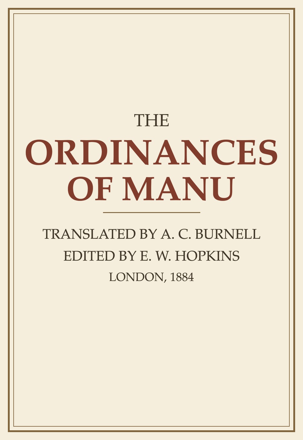 The Ordinances of Manu (सन् १८८४)