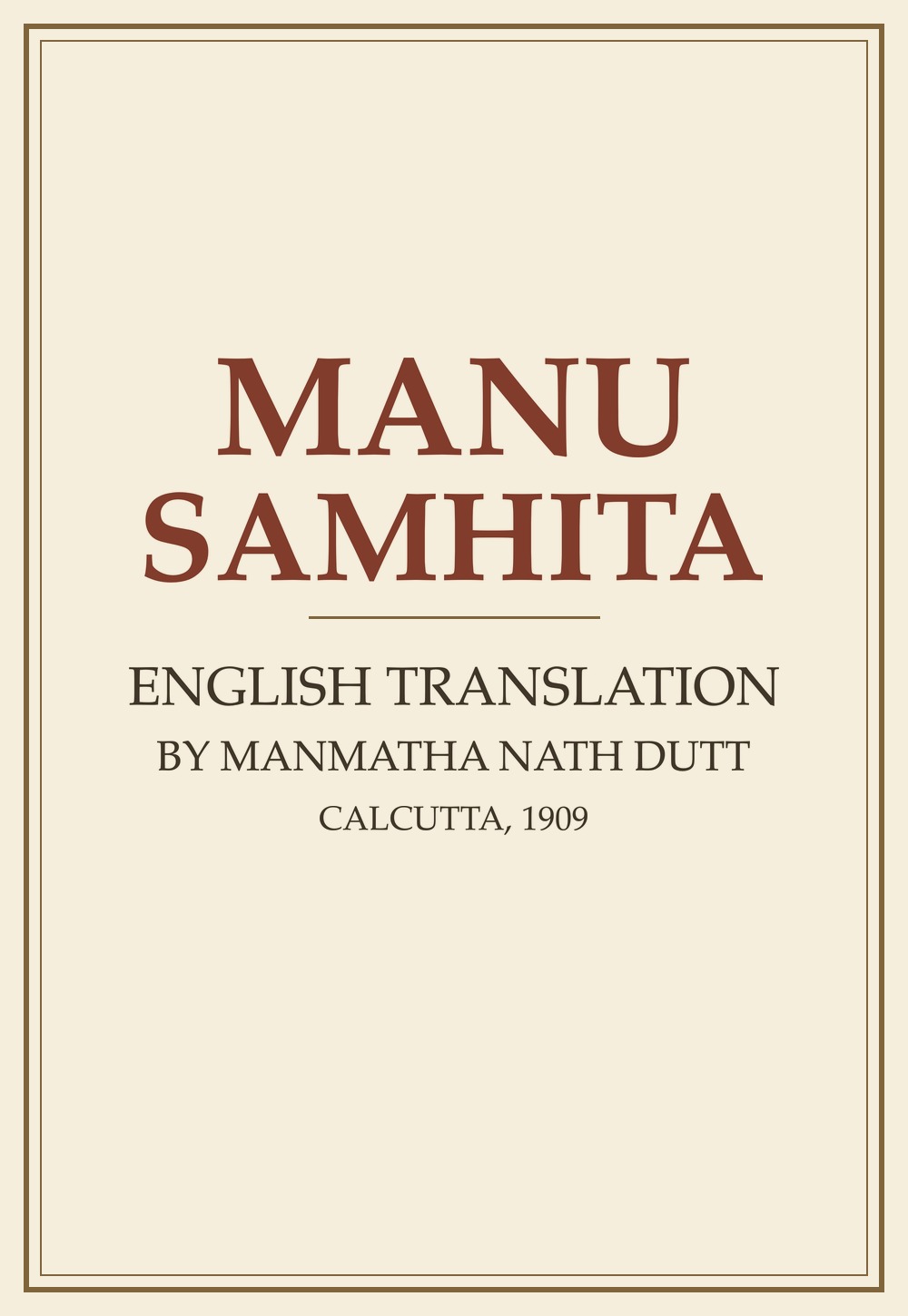 Manu Samhita — English Translation (सन् १९०९)