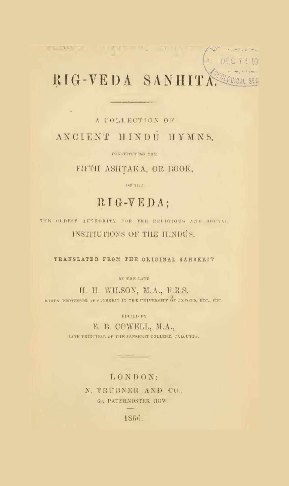 Rig-Veda Sanhita — Vol. IV (Fifth Ashtaka)