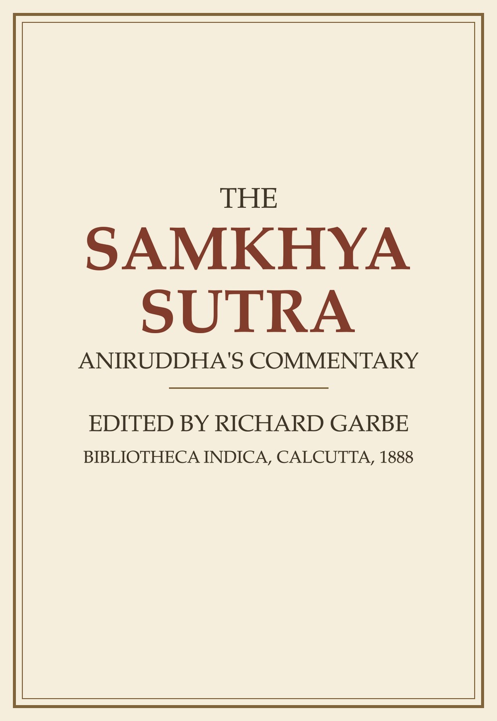 The Samkhya Sutra Vritti — Aniruddha's Commentary (1888)