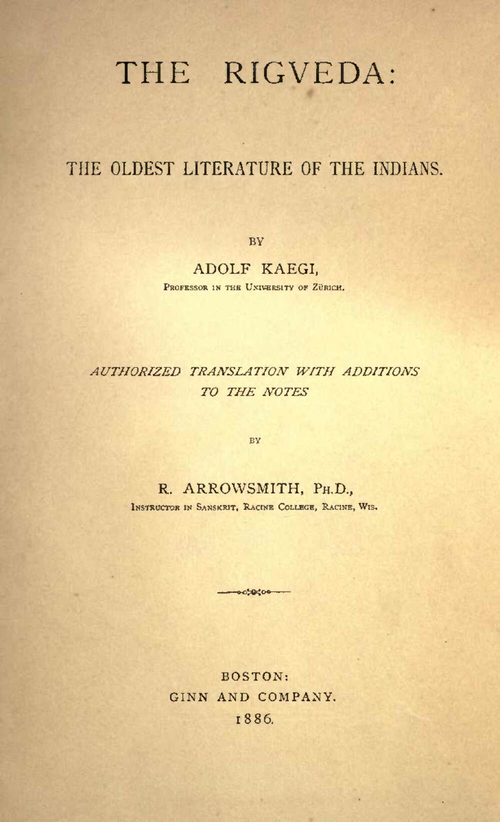 The Rigveda — The Oldest Literature of the Indians (1886)