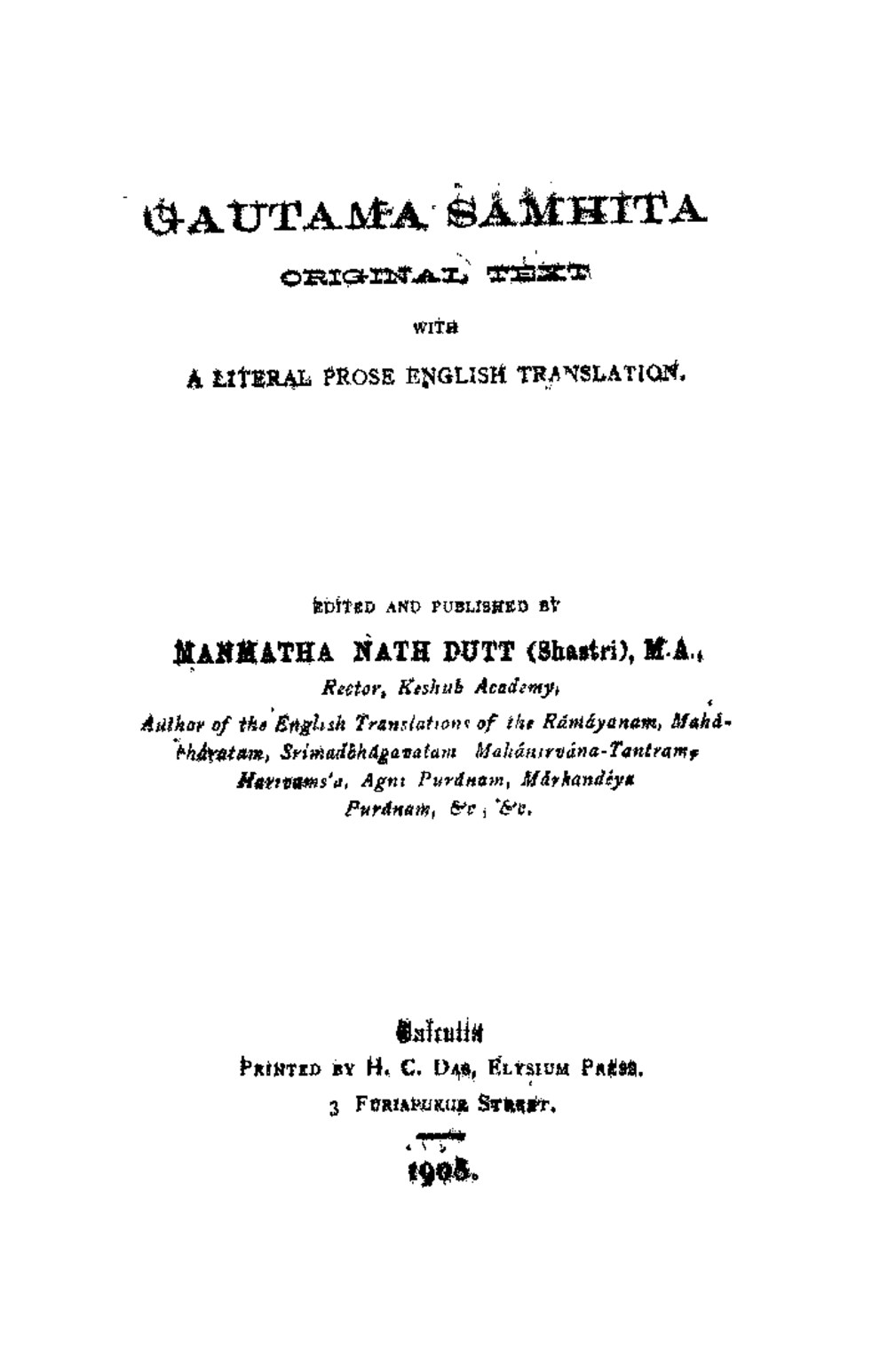 Gautama Samhita (Gautama Dharma Sutra) — English Translation (1908)