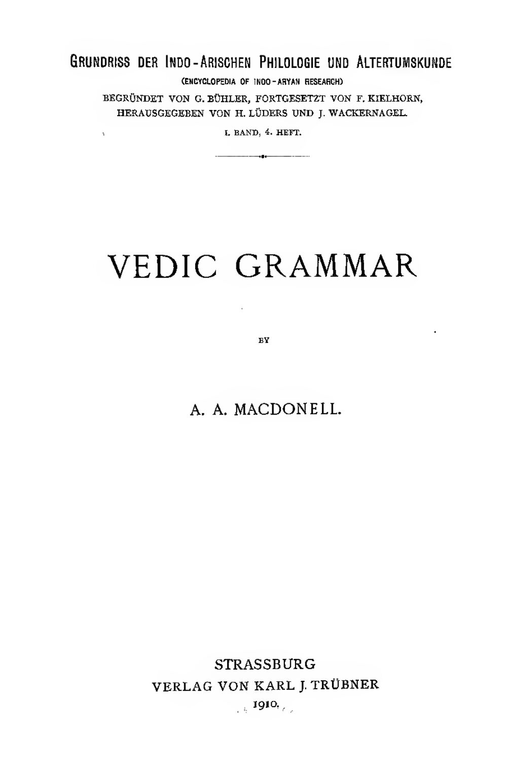 Vedic Grammar (1910)