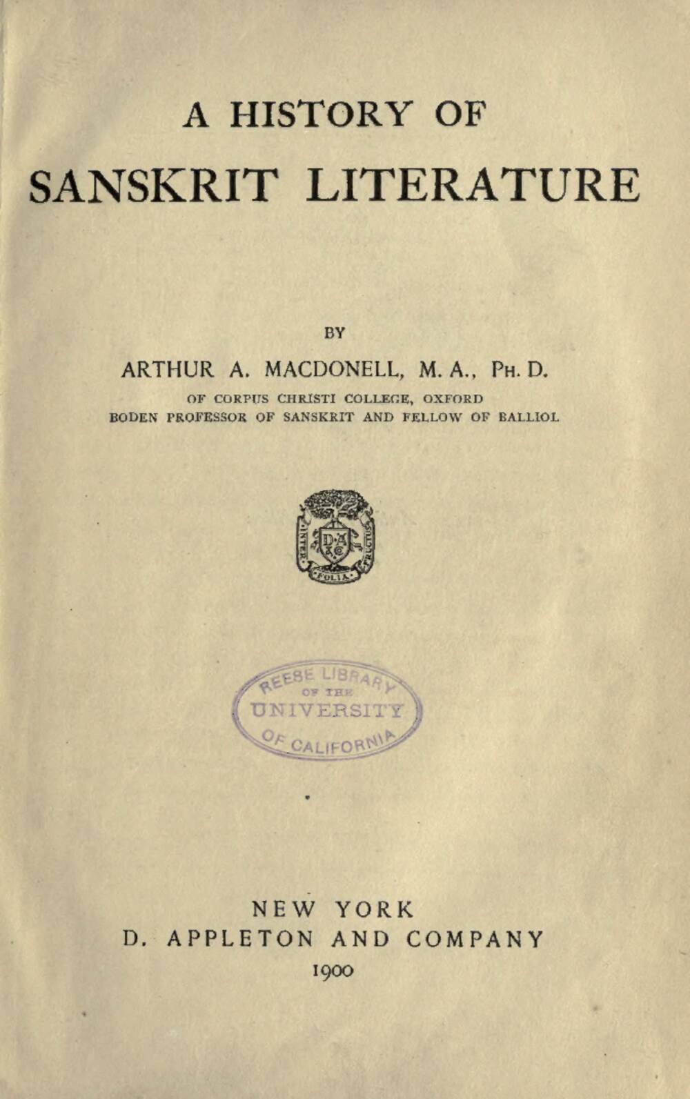A History of Sanskrit Literature (1900)